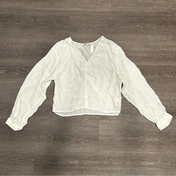 NWT Madewell Brushed Ruched-Front Top in Lighthouse White NN960 Size 12 - Picture 5 of 10